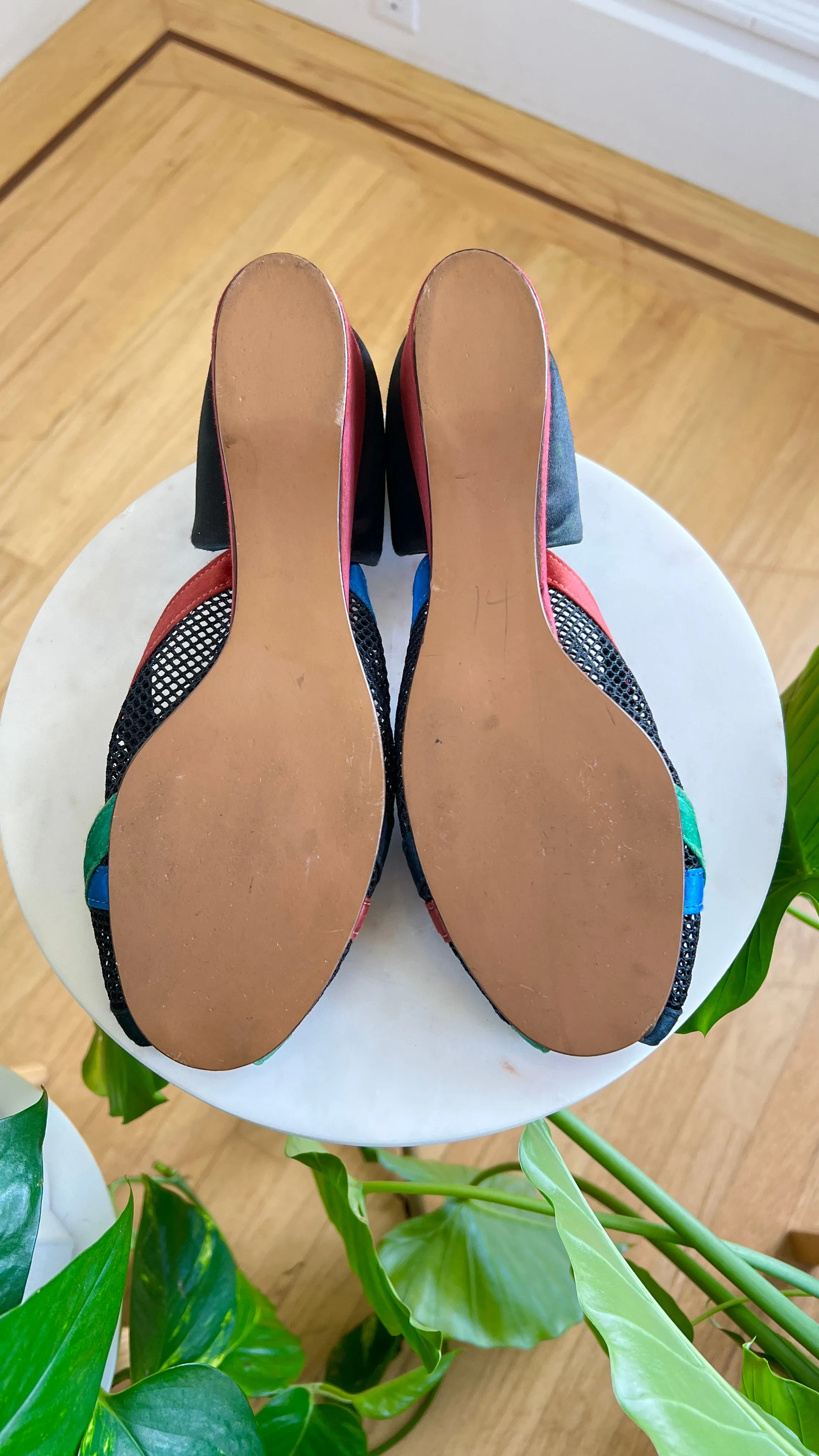 1940s Satin   Mesh Wedges | size US 8.5/9