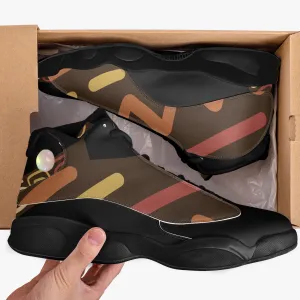 326. Black Sole High-Top Leather Basketball Sneakers