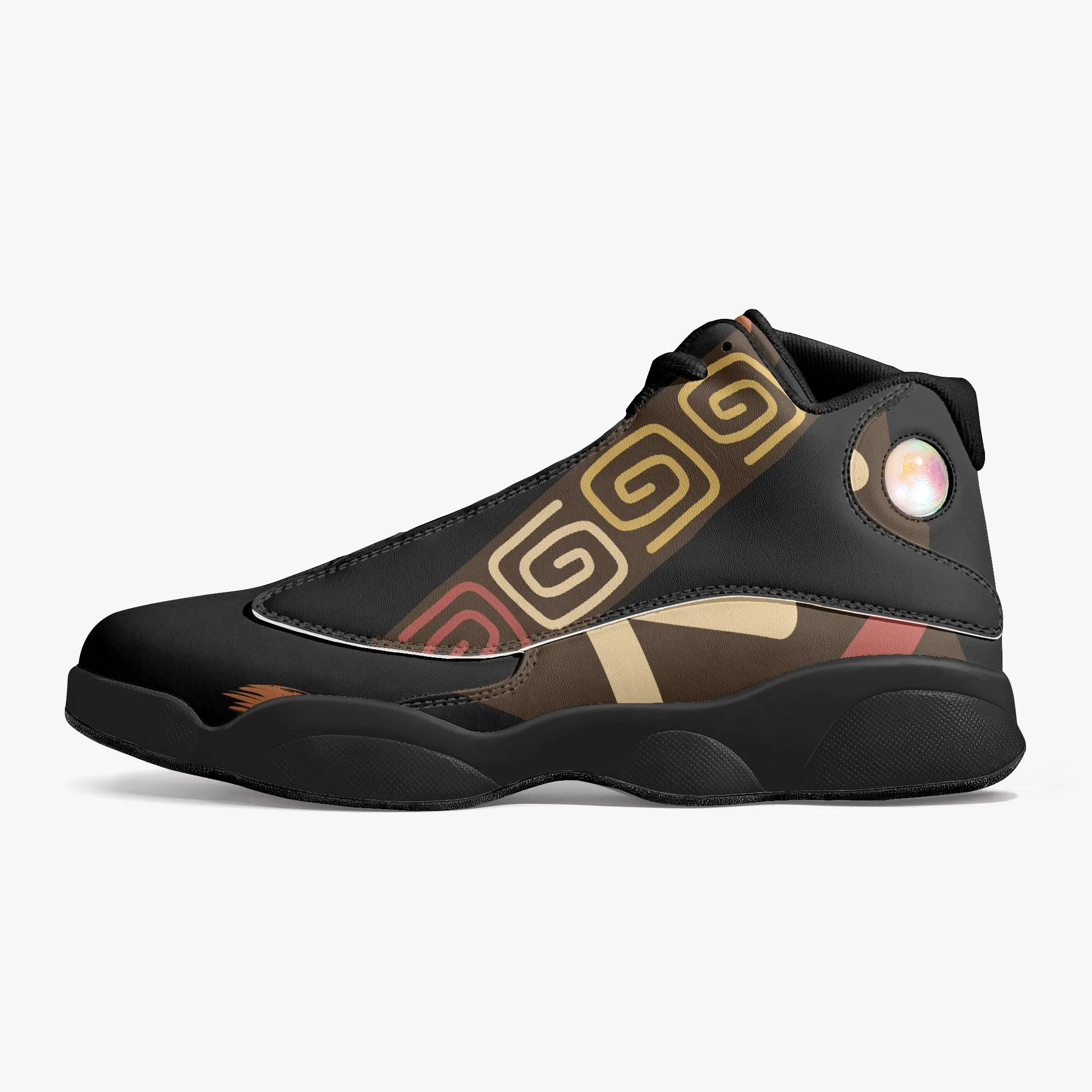 326. Black Sole High-Top Leather Basketball Sneakers