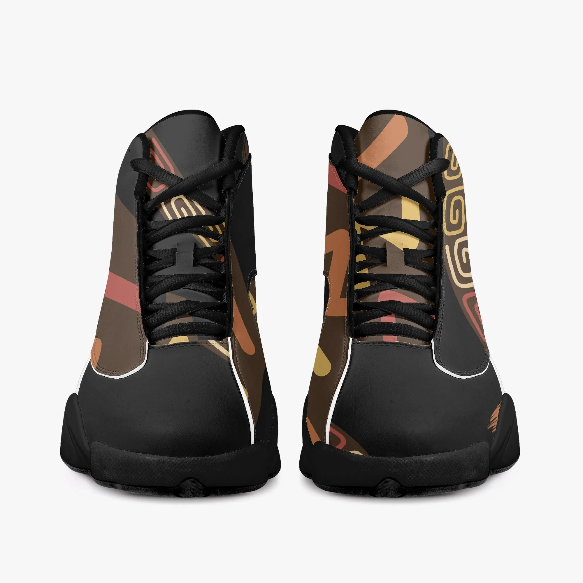 326. Black Sole High-Top Leather Basketball Sneakers