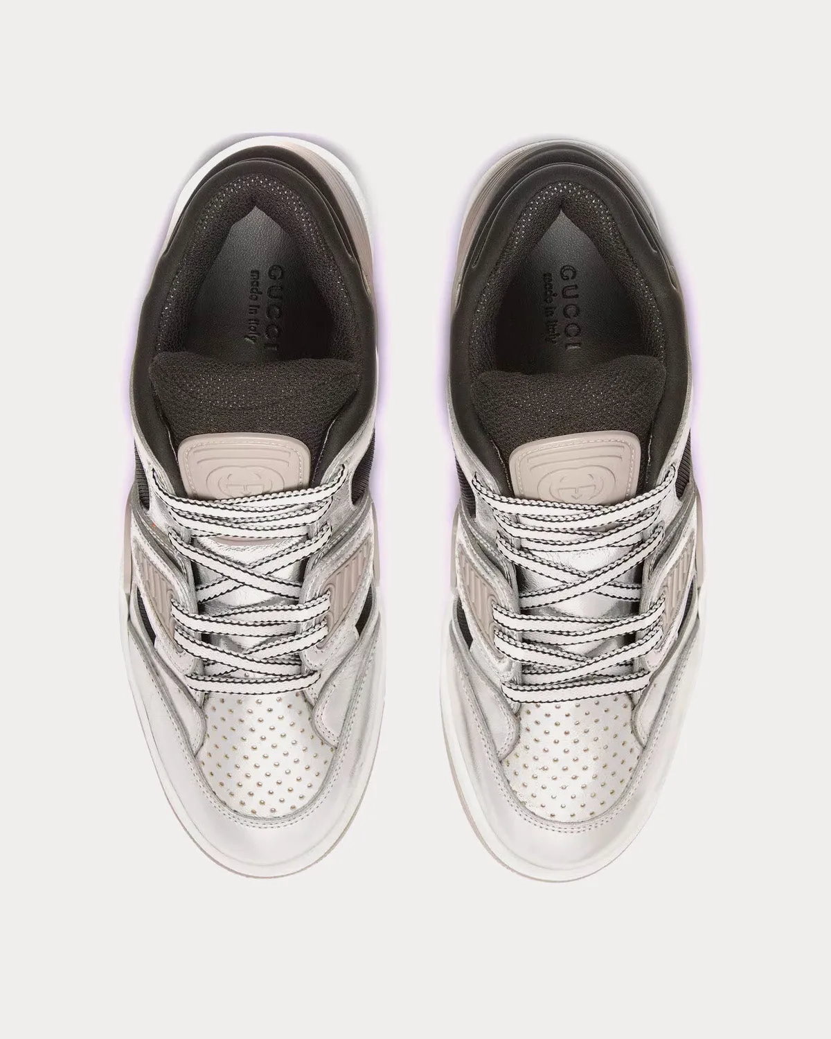 Basket Leather Silver Metallic Low Top Sneakers
