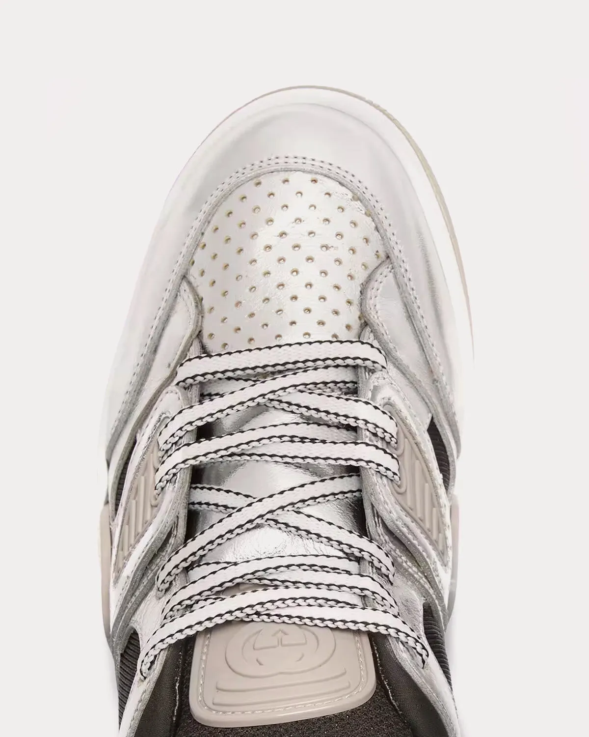 Basket Leather Silver Metallic Low Top Sneakers