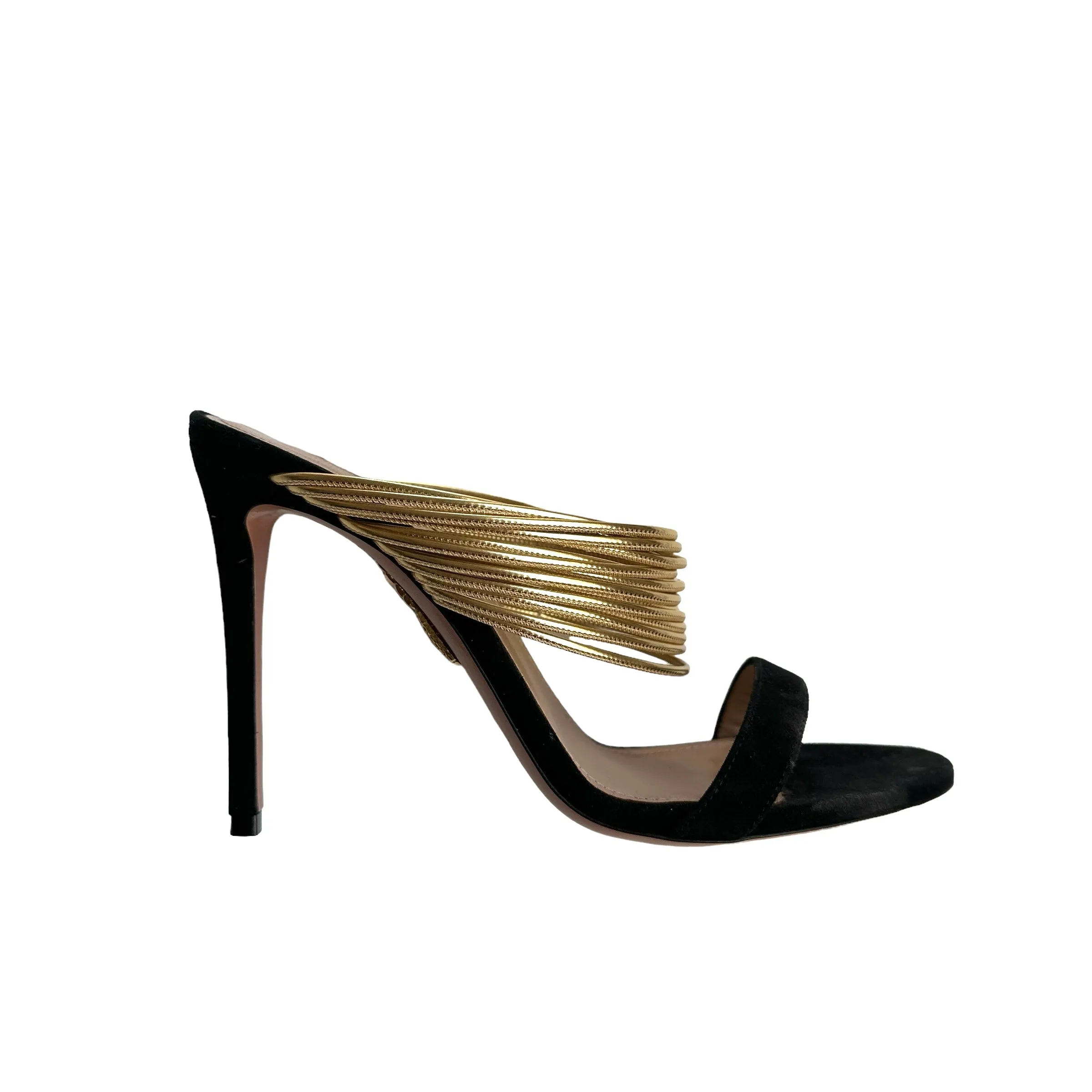 Black Suede & Gold Heels - 7