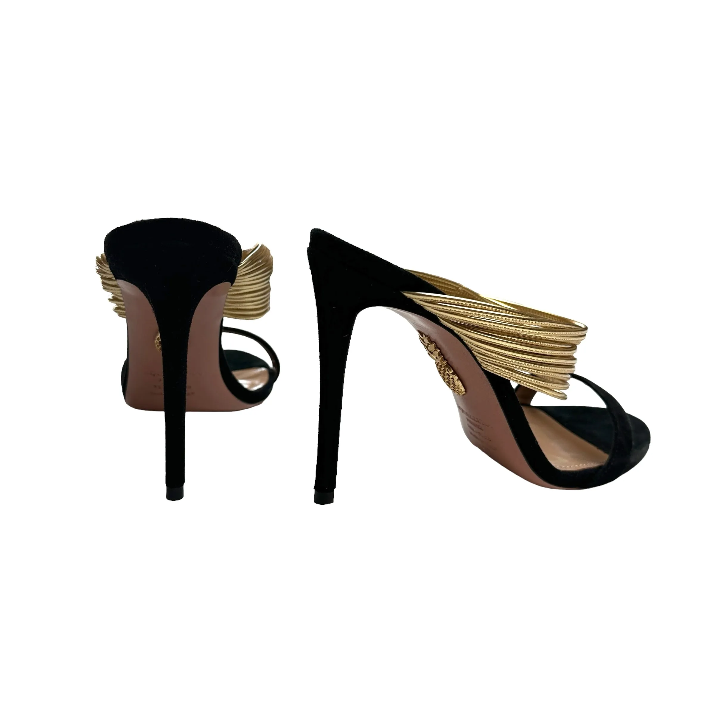 Black Suede & Gold Heels - 7