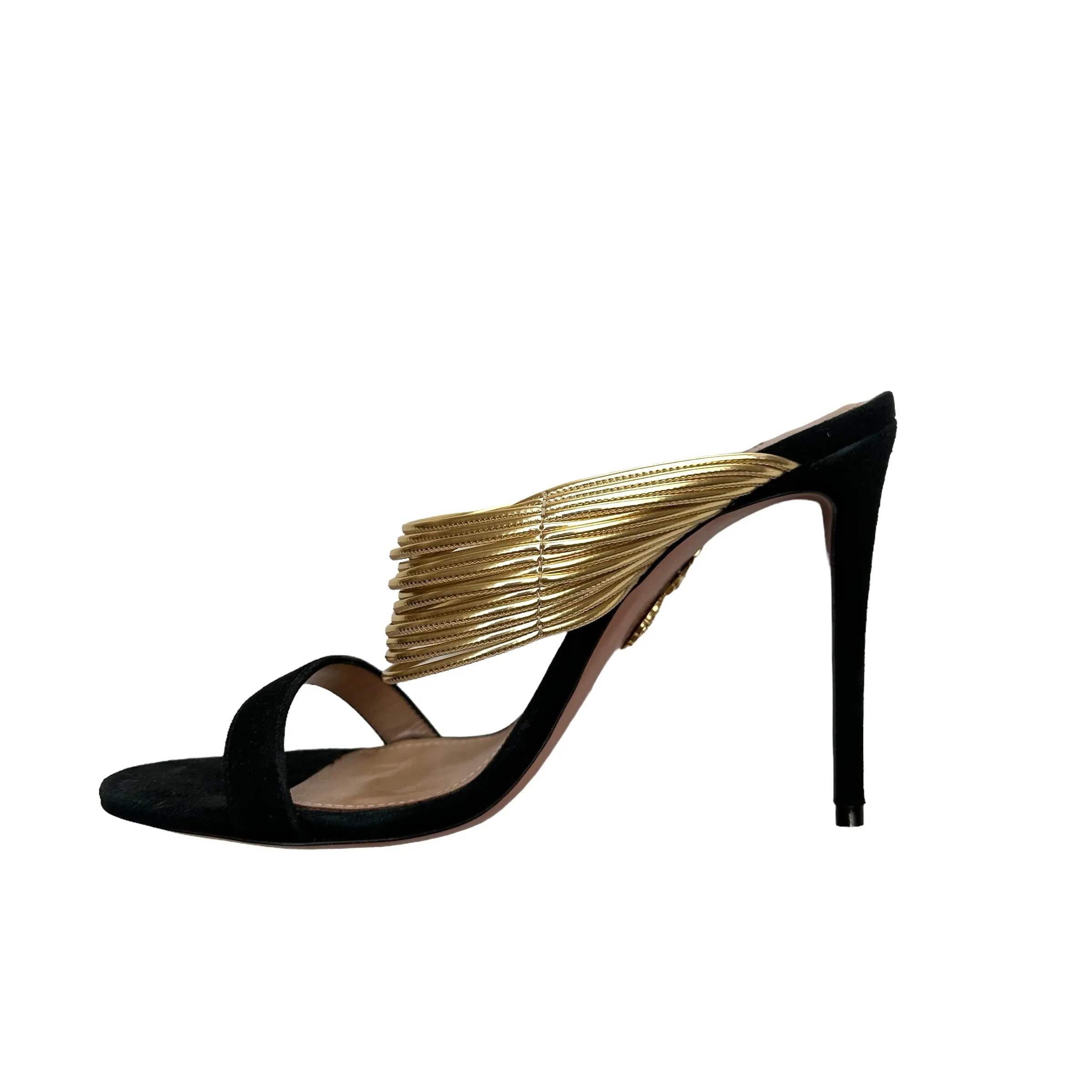 Black Suede & Gold Heels - 7