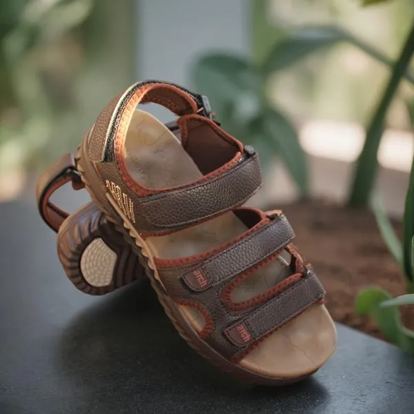 Brown Triply Strap Sandal for men