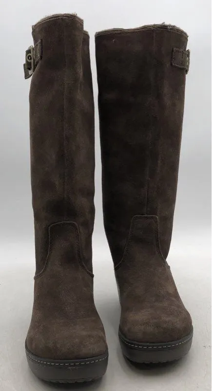 Crocs Women's Cobbler 11553 Brown Round Toe Knee-High Winter Boots - Size 6