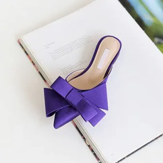 Dianna Silk Satin Pointed Big Bow Tie Slippers - 5 Colors