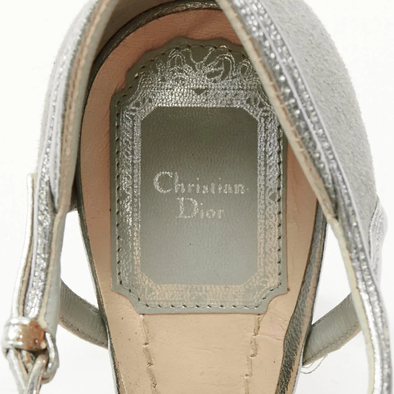 DIOR Raf Simons grey suede metallic silver trims strappy pumps EU35.5