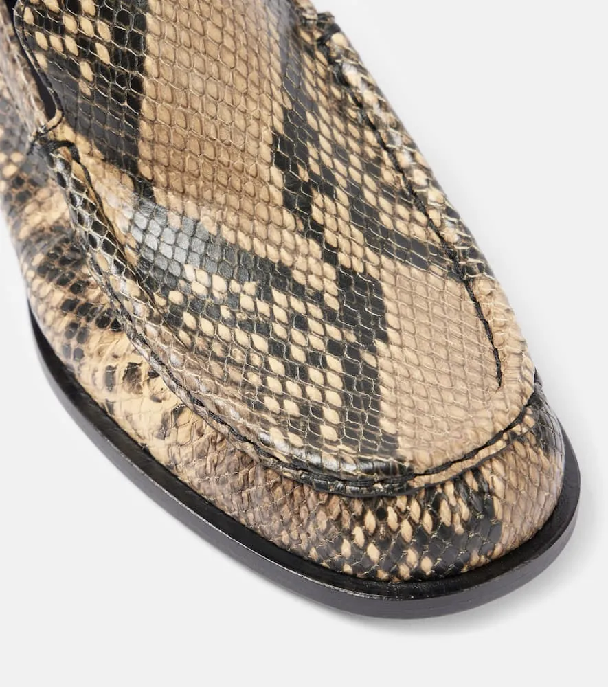 Dries Van Noten Snake-effect leather loafers
