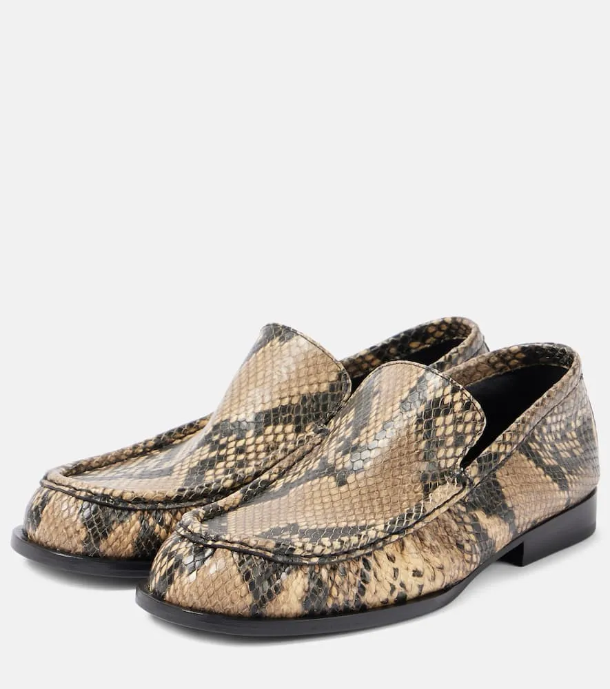 Dries Van Noten Snake-effect leather loafers