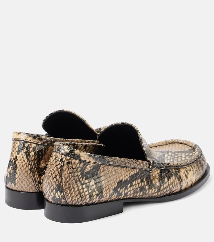 Dries Van Noten Snake-effect leather loafers