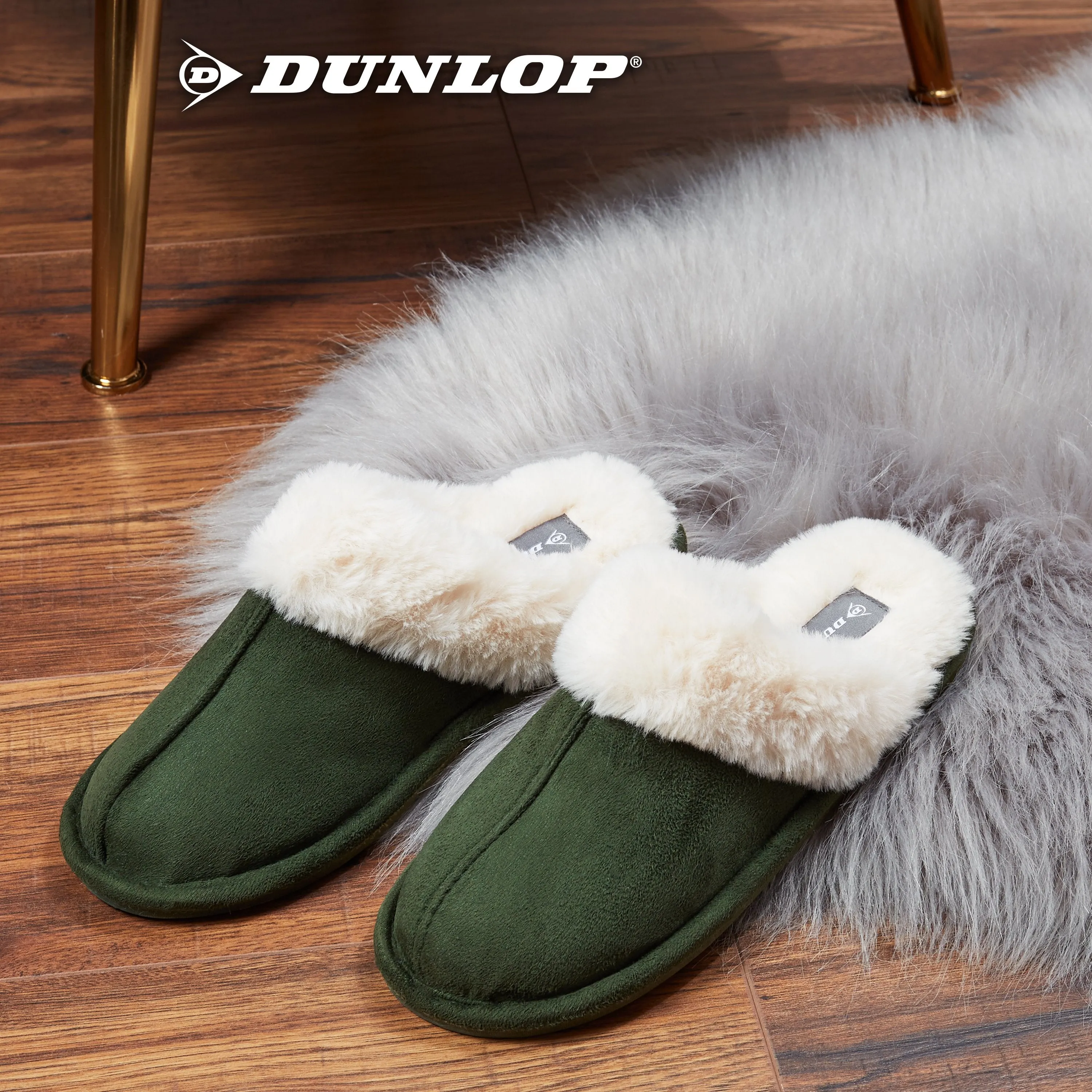 Dunlop Womens Slippers, Memory Foam Fluffy Slip On House Shoes