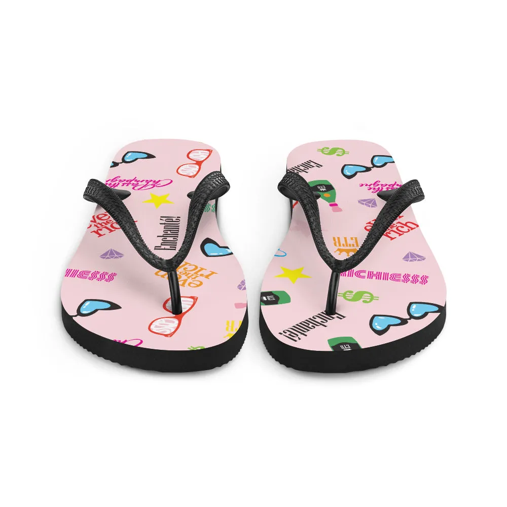 Even the Rich Mash Pattern Flip Flops