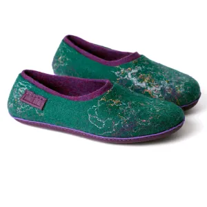 Green/Purple 2in1 Slippers with Linen Threads - Ready to ship