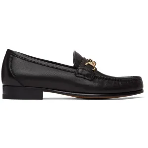 Gucci Black Leather Sylvie Chain Loafers
