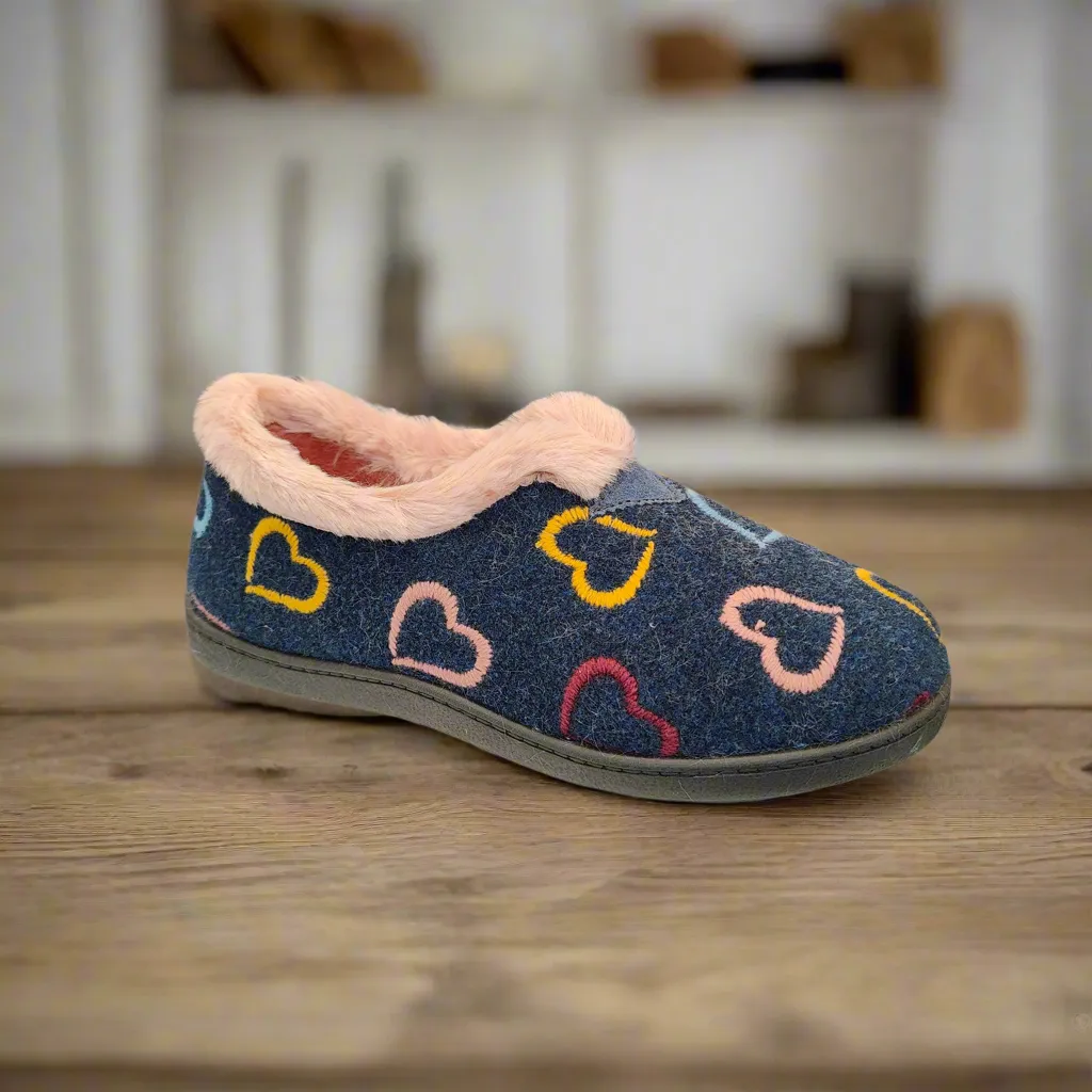 Ladies Fur Trimmed Bedroom Slippers Marino Plumaflex Memory Foam R12022