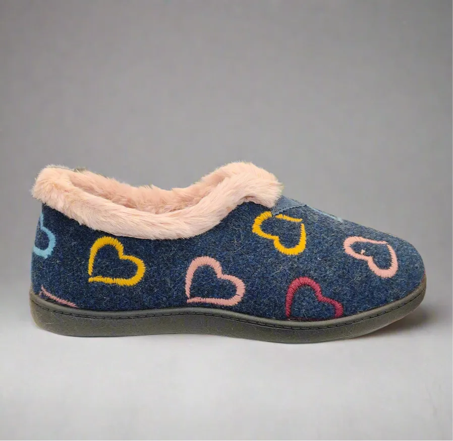 Ladies Fur Trimmed Bedroom Slippers Marino Plumaflex Memory Foam R12022