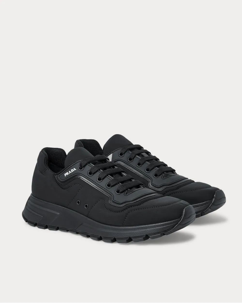 Match Race Rubber and Leather-Trimmed Nylon  Black low top sneakers