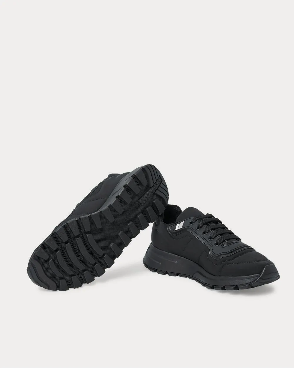Match Race Rubber and Leather-Trimmed Nylon  Black low top sneakers