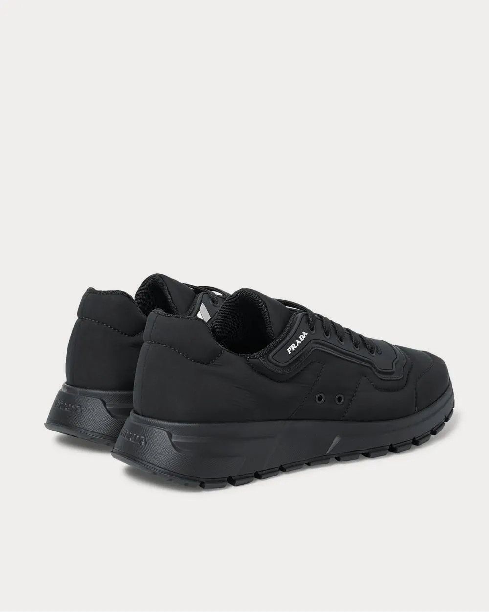 Match Race Rubber and Leather-Trimmed Nylon  Black low top sneakers