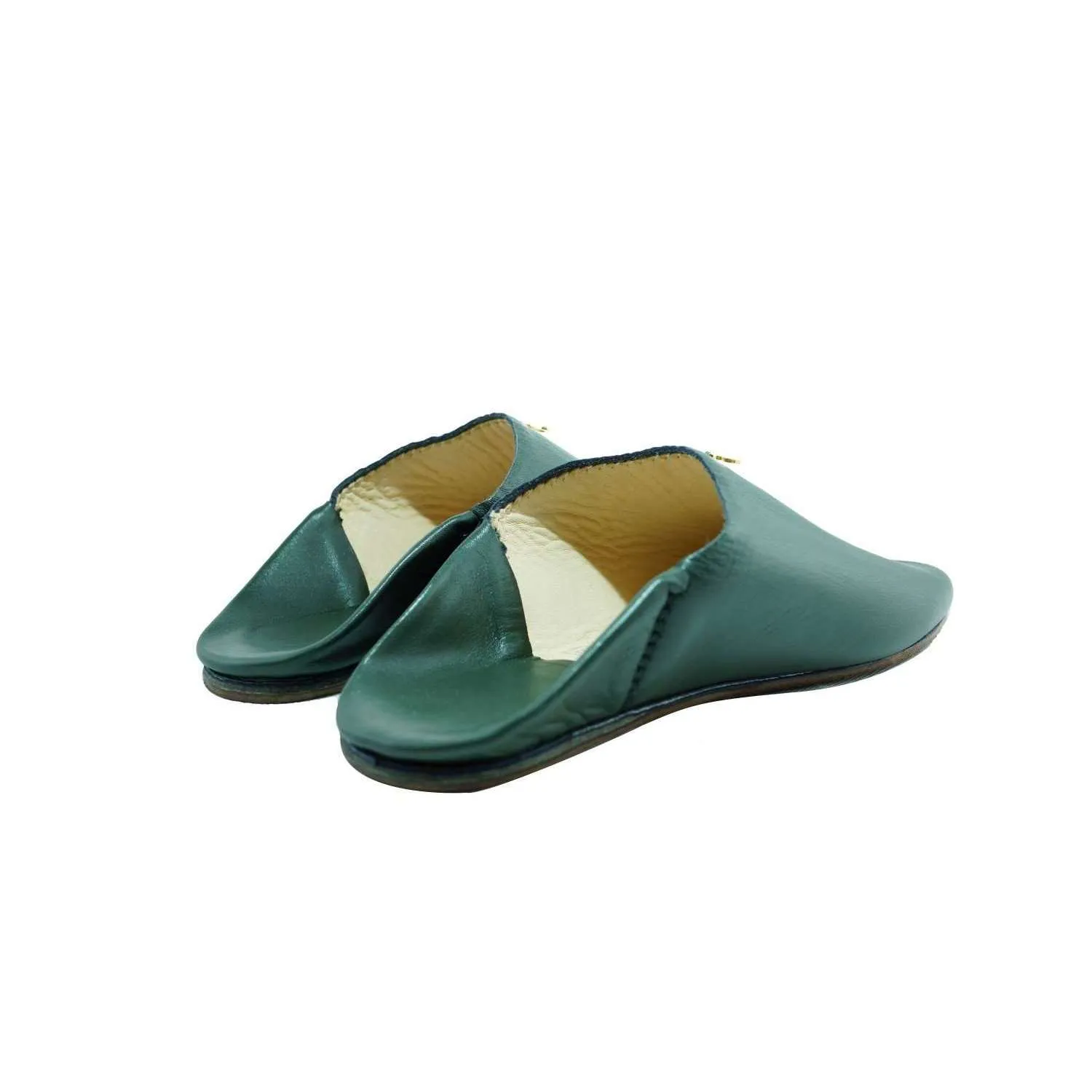 Men's Moroccan Slipper in Khaki Leather with anchor