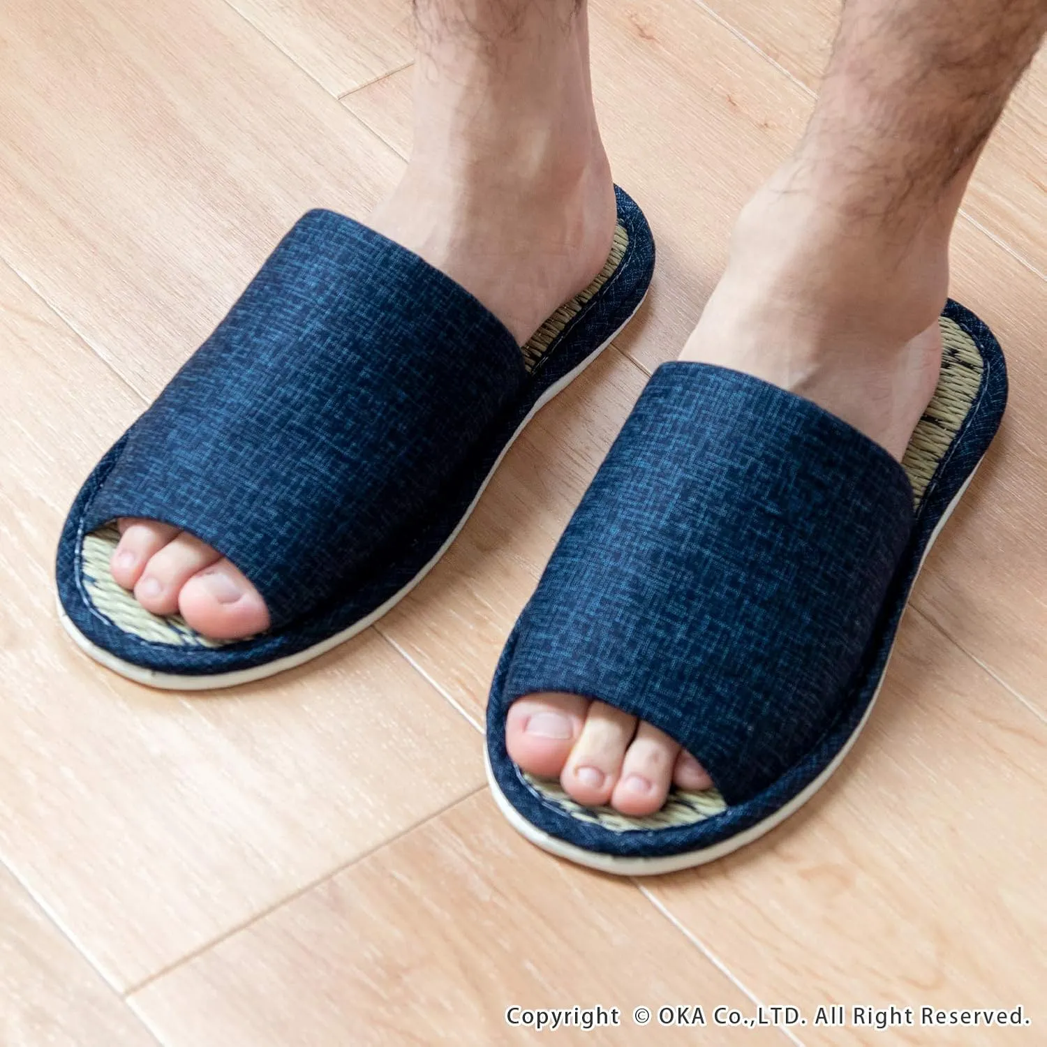 OKA Tatami Slippers, Made in Japan (Grass & Root, Japanese)
