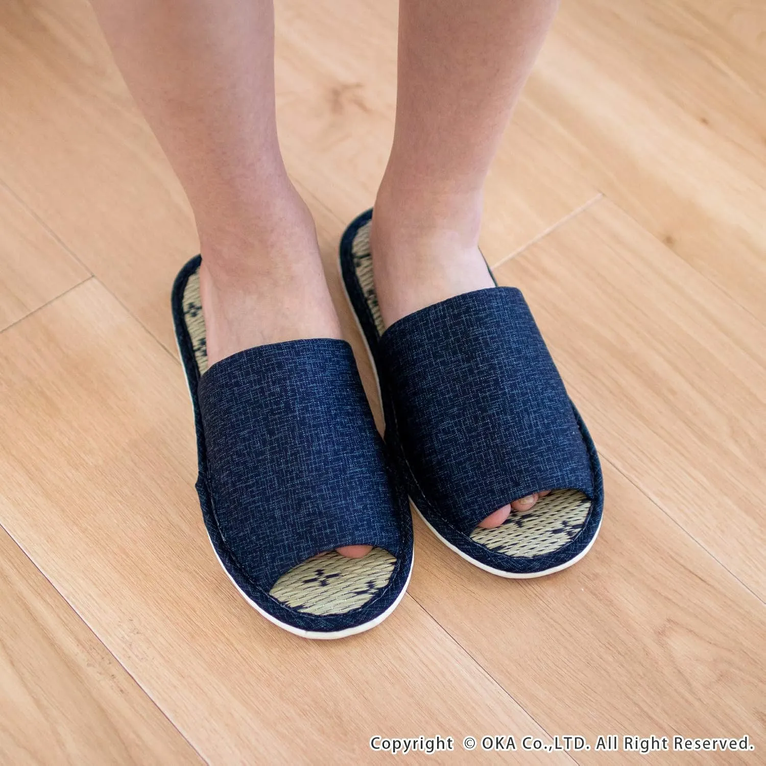 OKA Tatami Slippers, Made in Japan (Grass & Root, Japanese)