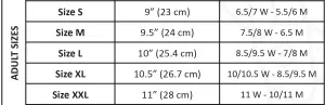 Slipper Size Chart