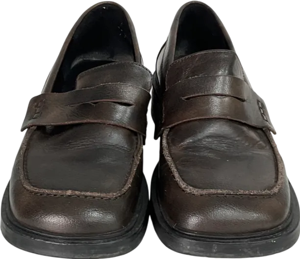Topshop Cole Premium Leather Square Toe Loafers In Brown UK 4 EU 37 👠