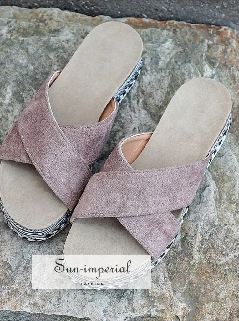 Women Red Summer Open Toe Platform Casual Slippers Ladies Outdoor Flip Flops X Shape