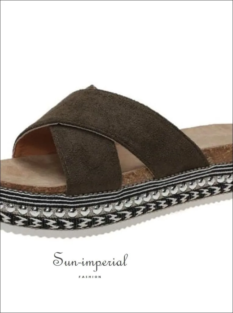 Women Red Summer Open Toe Platform Casual Slippers Ladies Outdoor Flip Flops X Shape