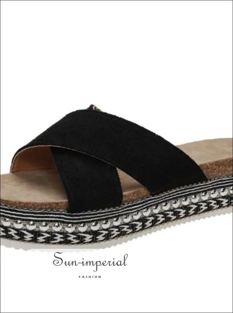 Women Red Summer Open Toe Platform Casual Slippers Ladies Outdoor Flip Flops X Shape